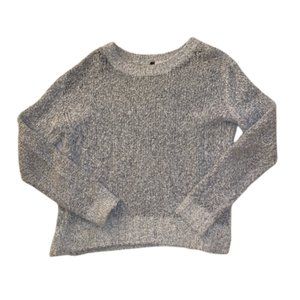 Grey Fuzzy Knit Crewneck Sweater